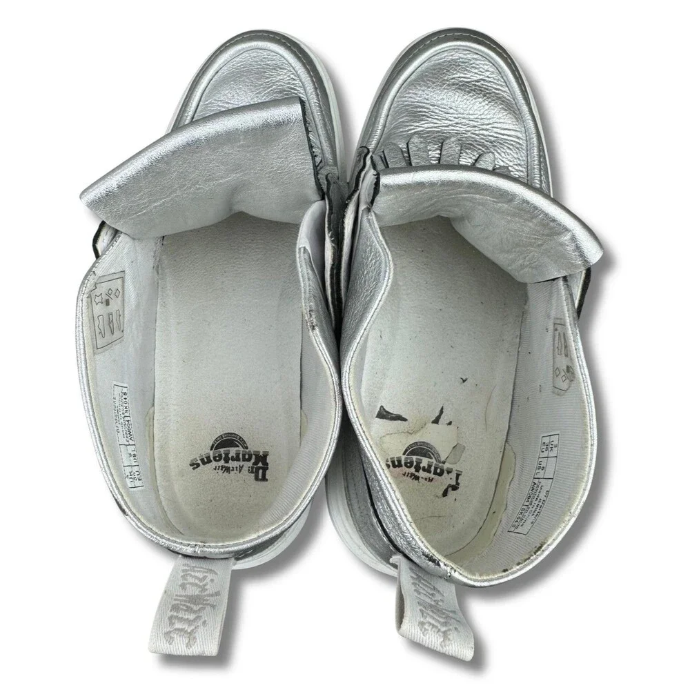 Dr Martens Shoes Jemima Womens Sz 5 Silver Kiltie Chukka Leather Moc Boots